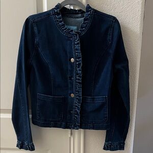 Draper James Dark Blue Ruffle Jean Jacket